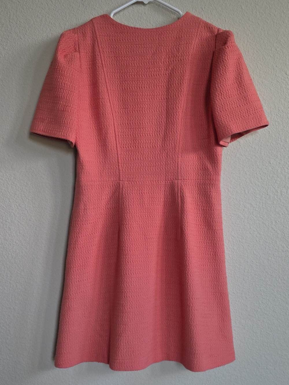 Gal Meets Glam Kathleen Coral Boucle Textured Button-Front A-line Dress Sz 8 - Picture 6 of 14